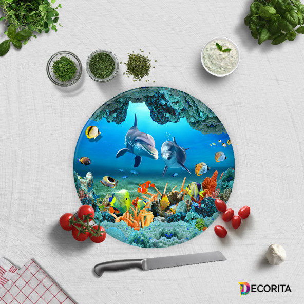 DECORITA Cam Kesme Tahtası - Akvaryum Desen - 4