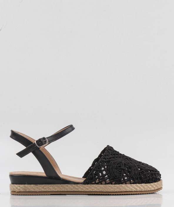 Dolgu Topuklu Siyah Kadın Espadril - 2