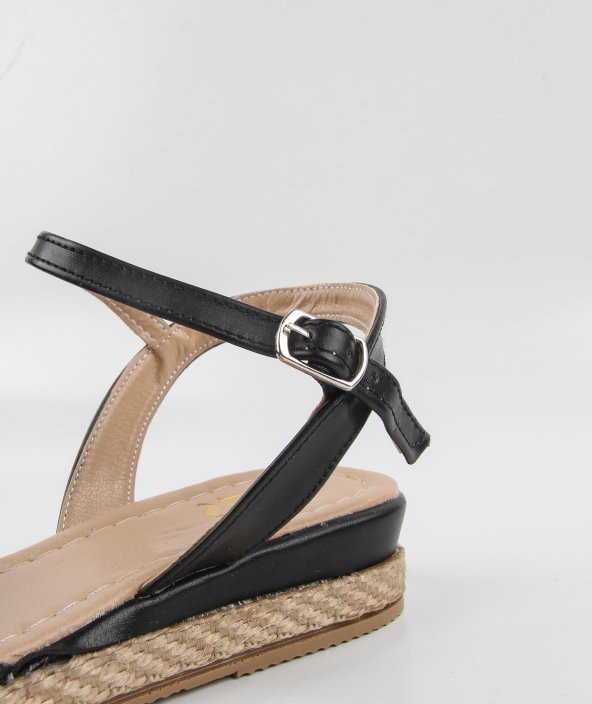 Dolgu Topuklu Siyah Kadın Espadril - 4