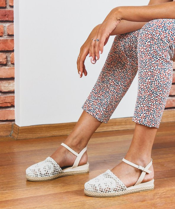 Dolgu Topuklu Gümüş Kadın Espadril - 1