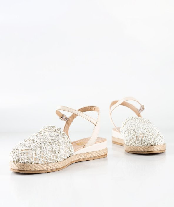 Dolgu Topuklu Gümüş Kadın Espadril - 2