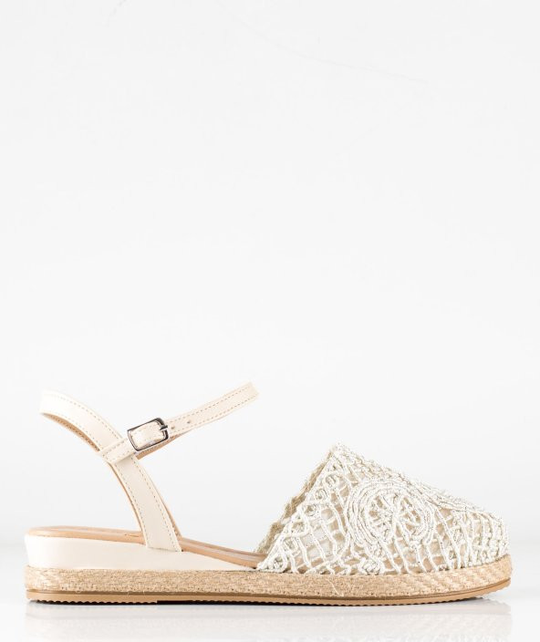 Dolgu Topuklu Gümüş Kadın Espadril - 3