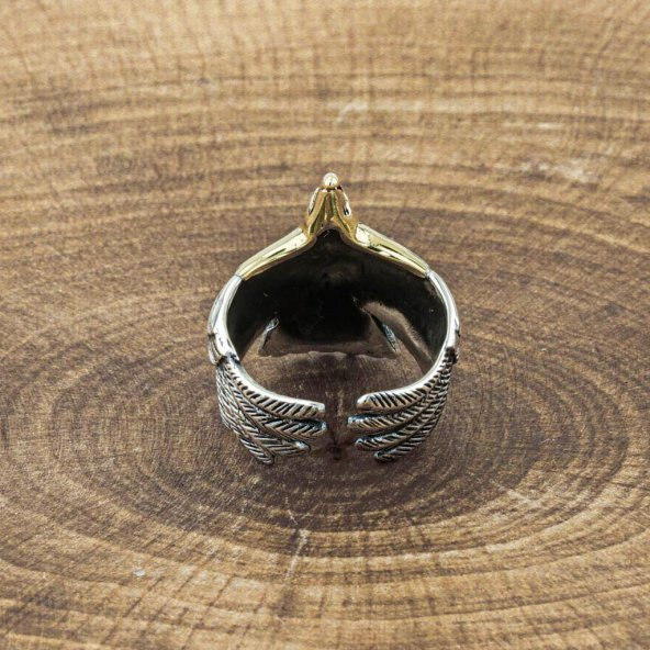 925 Ayar Gümüş Kartal Motifli Kanatlı Yüzük - Resim 3