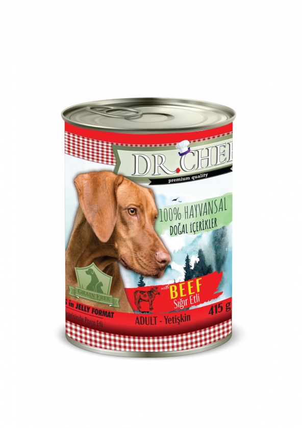 Dr.Chef Sığır Etli Yetişkin Köpek Konservesi 415 gr.(24 Adet)