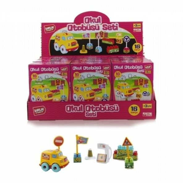 Birlik Oyuncak Okul Otobüsü Blok Set 16 Parça - 2