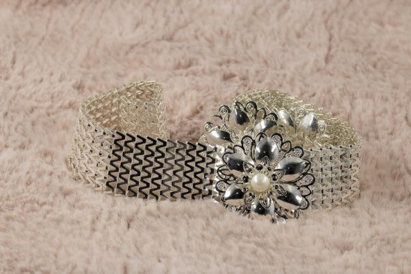 Gümüş Kaplama Gümüş Rengi Kadın Kemeri - 2