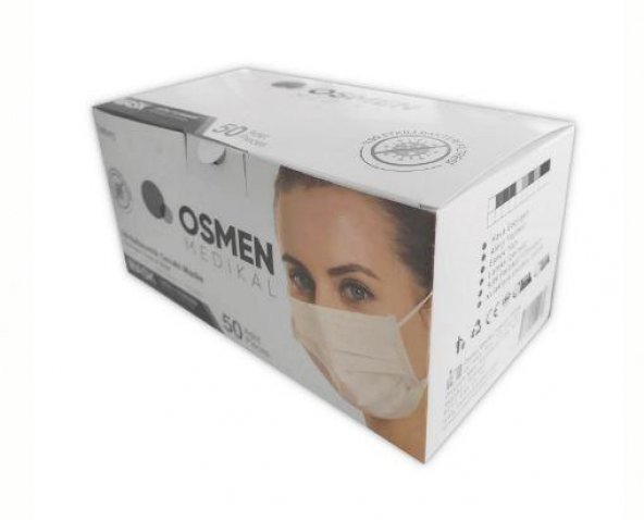 EV ÇARŞI OSMEN 3 KATLI TELLİ CERRAHİ MASKE BEYAZ 50 ADET - 2