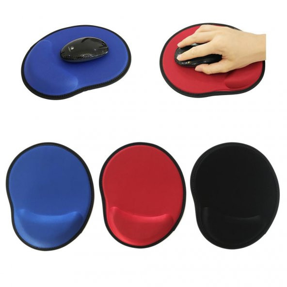 Bilek Destekli Mouse Pad Kaydırmaz Taban Bileklikli Mousepad Altlık 3 Farklı Renk