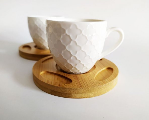 4 PARÇA KAHVE SUNUM SETİ BAMBU TABAKLI - 2