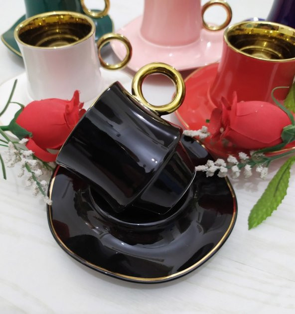 Arow Lüx Renkli Kahve Fincan Takımı 6 Kişilik-6 Renk - 2