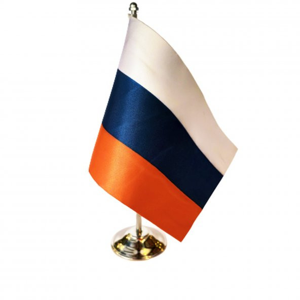 Pologift 15x22.5cm Kumaş Rusya Bayrağı & Krom Masa Direği