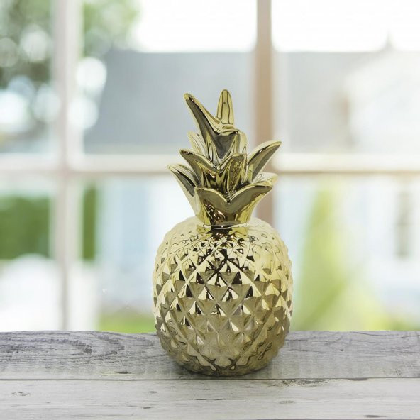 7x15cm Ananas Metalize Dekor Biblo - 5