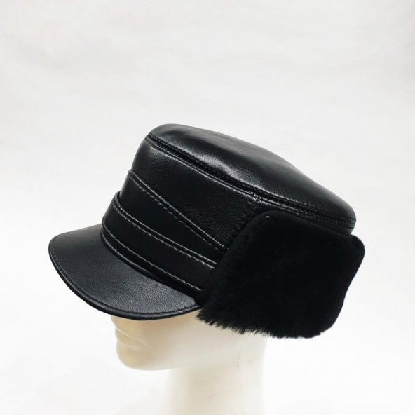 Amerikan Model Siyah Renk Deri Şapka