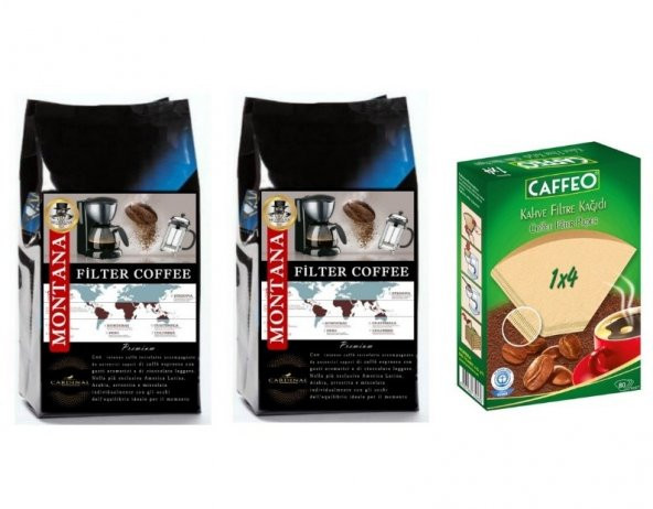Montana Filtre Kahve 1 Kg- 2 X 500 Gr + Caffeo Filtre Kağıt 4 No
