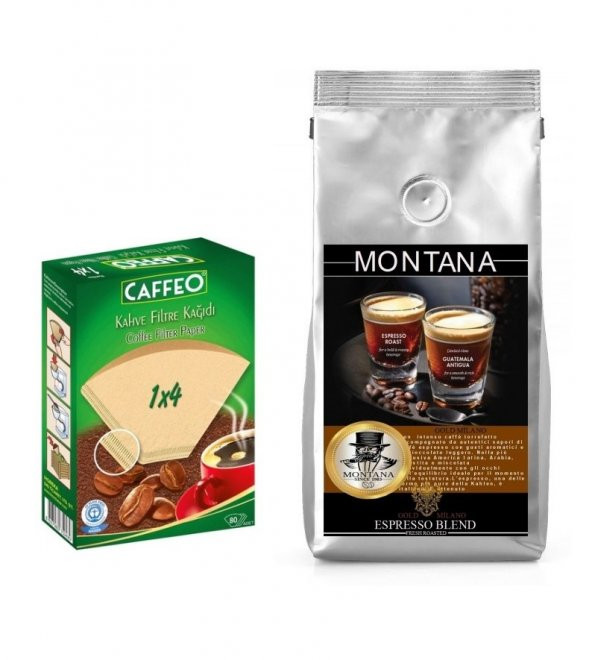 Montana Espresso Çekirdek Kahve 1 Kg ve Caffeo 4 no Filtre Kağıdı