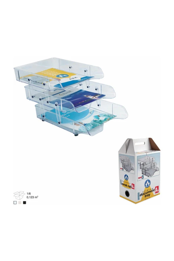 Ark Evrak Rafı Hareketli Plastik 3 LÜ Şeffaf 2083