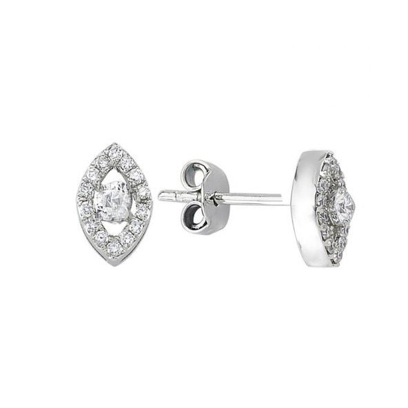 0.26ct Pırlanta Oval Model Tektaş Küpe