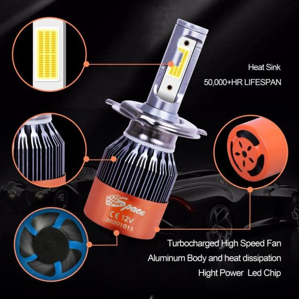 Led far ampulü beyaz 48W 12V 8000LM H3 / LAAM94