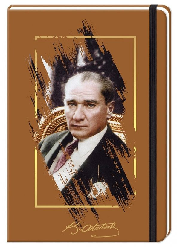 Keskin Color 17x24 cm Atatürk Defter -  96 Yaprak Çizgisiz Lastikli - Kahverengi