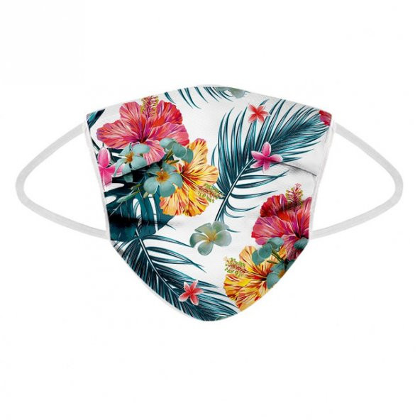 FLORAL DESEN 3 KATLI MELTBLOWN FİLTRELİ BEZ MASKE