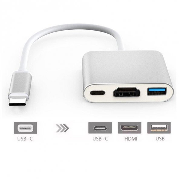 Macbook Type-C to HDMI Dönüştürücü Kablo Multiport - 5
