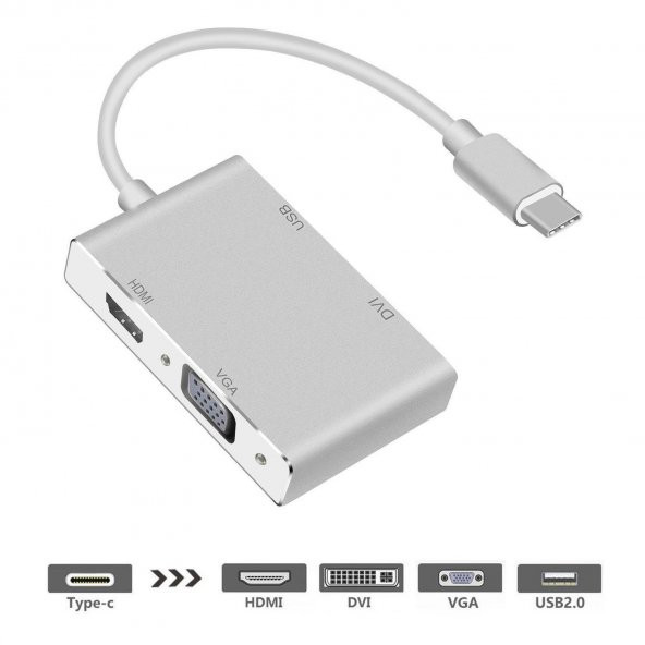 2016 MacBook 12" İçin HDMI VGA DVI USB Çevirici