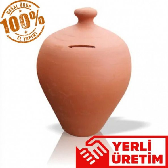 BÜYÜK BOY ÇÖMLEK TOPRAK TESTİ KÜP KUMBARA KIRILMADAN AÇILMAZ (DOĞAL) - 2