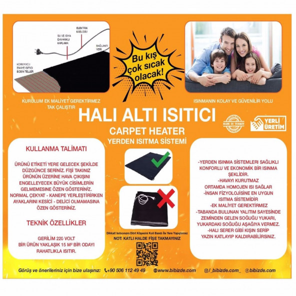 ELEKTRİKLİ HALI ALTI ISITICI YER SOBASI 240 cm x 180 cm - 2