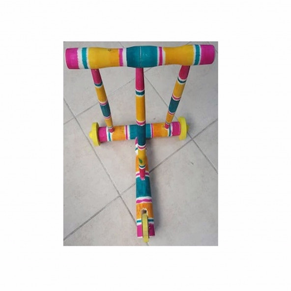 AHŞAP YÜRÜTEÇ ÇIKRIK DOĞAL EL İŞÇİLİĞİ RENKLİ BEBEK YÜRÜTECİ - 4