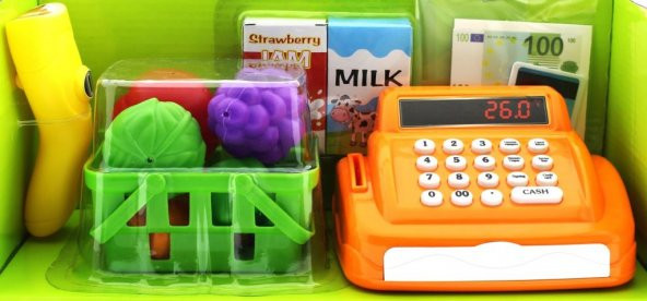 Turuncu Yazar Kasalı Market Seti - 2