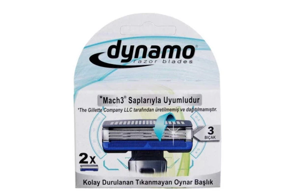 Dynamo 3 Bıçaklı Mach 3 Uyumlu Sistem Tıraş Bıçağı 2'li Yedek