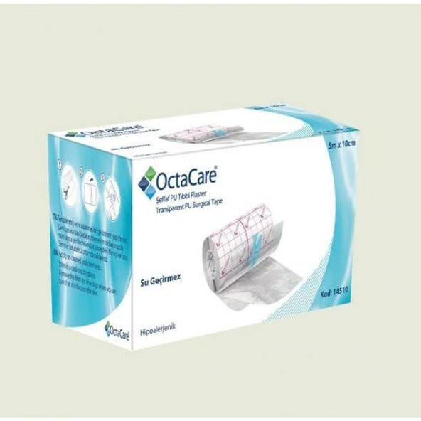 OctaCare 14110 Şeffaf PU Tıbbi Su Geçirmez Flaster 10mx10cm