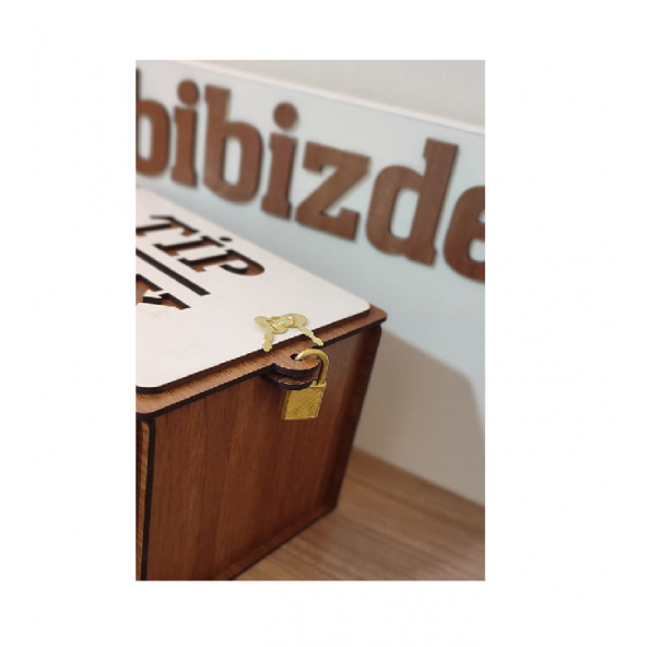 TİP BOX AHŞAP KUMBARA TİPBOX BAHŞİŞ KUTUSU - 5