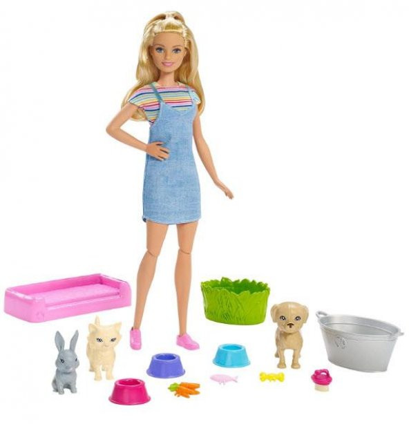 Barbie Ve Hayvanları Banyo Eğlencesinde Oyun Seti Fxh11