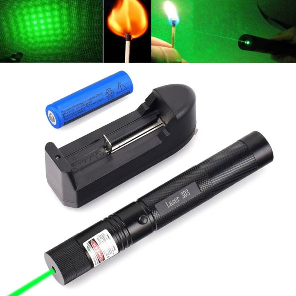 GREEN LASER POİNTER ŞARJLI GÜÇLÜ YEŞİL LAZER METAL KASA - 2