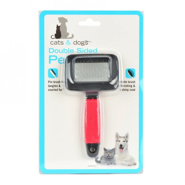 Flip İnce Uçlu Kedi Köpek Tarağı Kırmızı Small - 3