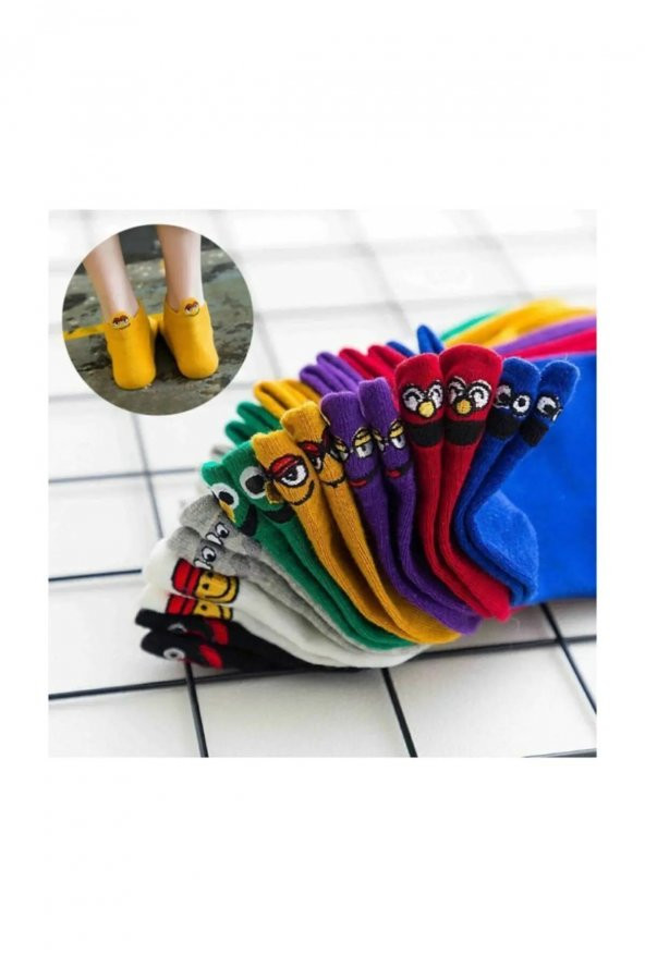 8'li Emoji Desenli Patik Çorap - 5