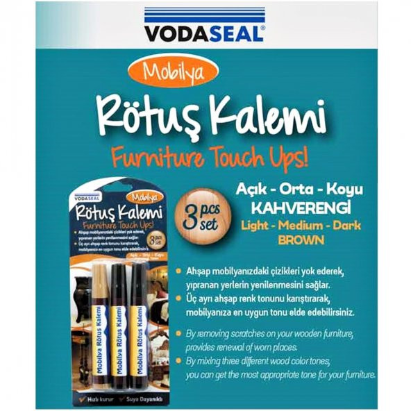 Vodaseal Mobilya Çizik Giderici Rötuş Rütuş Kalemi 3 lü Set - 2