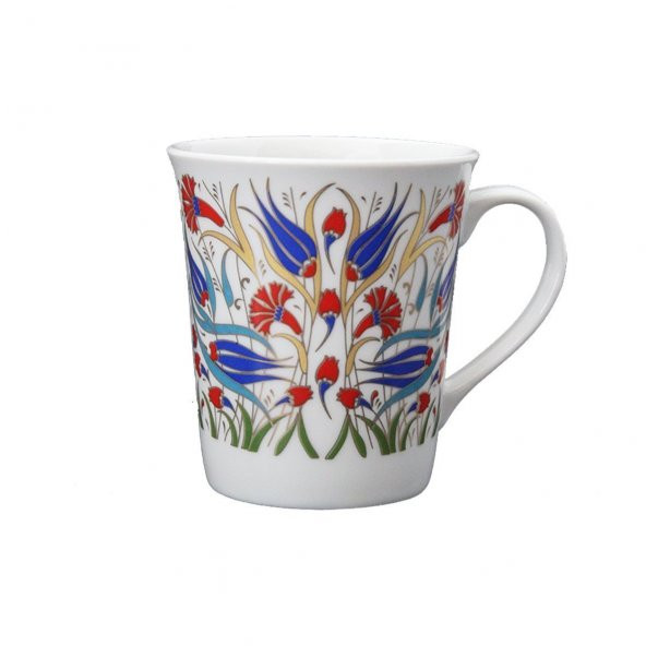 Dizayn Çini Kutu Çiçek Desenli Porselen Kupa Bardak