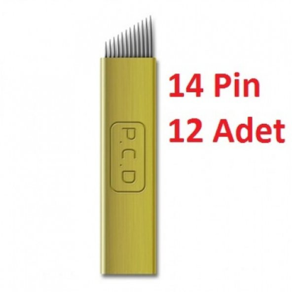 Microblading İğnesi PCD 14 Pin 12 Adet Sarı