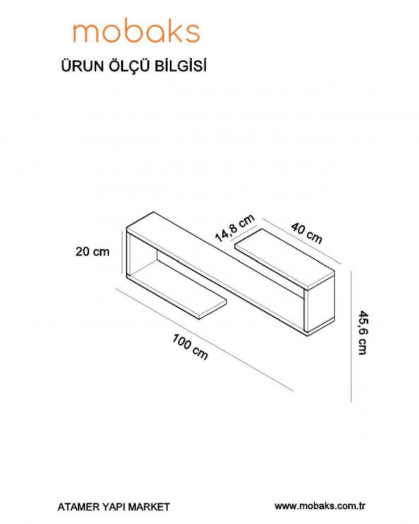 MOBAKS Melina Duvar Rafı Antrasit Gri - 3