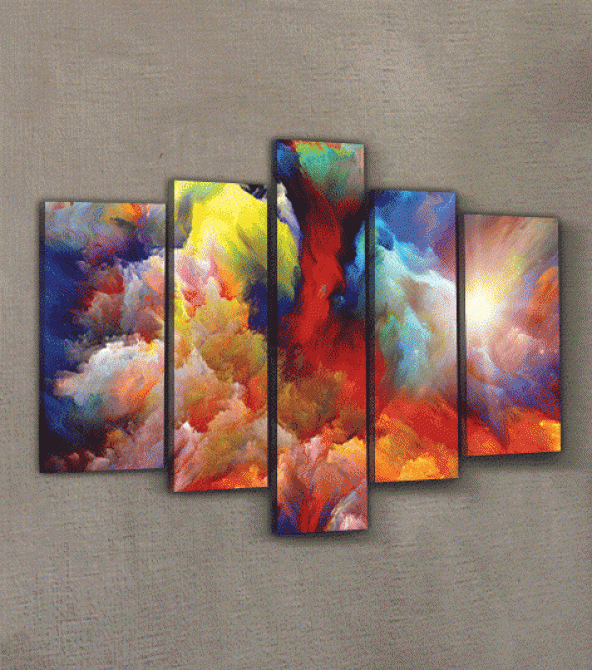 Dancing Clouds 5 Parça Kanvas Tablo 135X85 Cm - 2