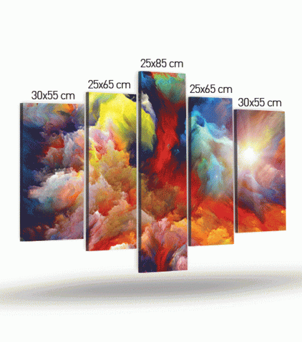 Dancing Clouds 5 Parça Kanvas Tablo 135X85 Cm - 4