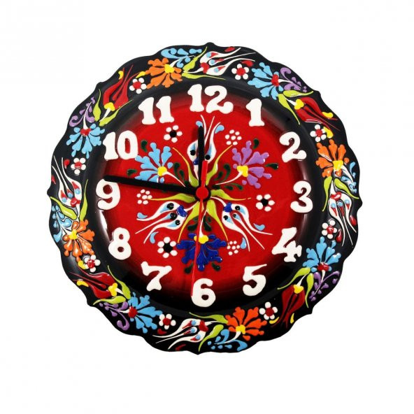 Dekoratif Çini Saat  25 cm Kadife Kutusuz