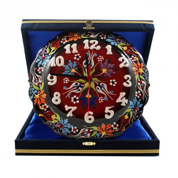 Dekoratif Çini Saat  25 cm Kadife Kutusuz - 4