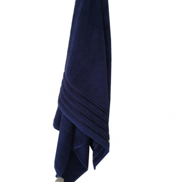 Üç Şeritli Banyo Havlusu Pamuk Kumaş Lacivert Renk - 4