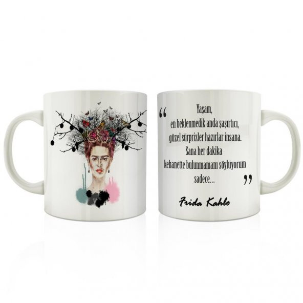Ressam Frida Kahlo ve Meşhur Sözleri Sanat Serisi 4lü kupa set - 2
