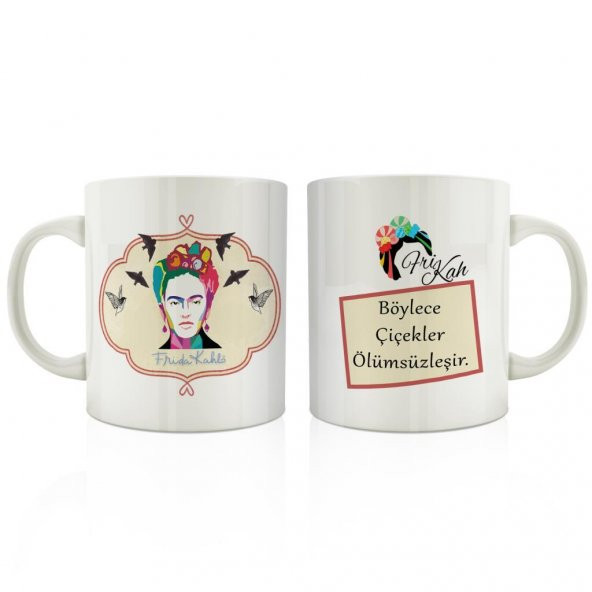Ressam Frida Kahlo ve Meşhur Sözleri Sanat Serisi 4lü kupa set - 3