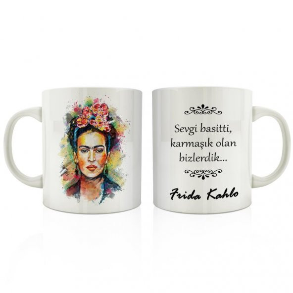 Ressam Frida Kahlo ve Meşhur Sözleri Sanat Serisi 4lü kupa set - 4
