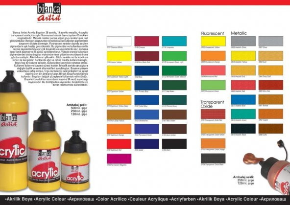 Bianca Artist Acrylic Metallic Yellow250ml - 3
